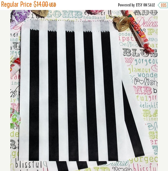 Hochzeit - XOXO SALE Black Stripe Party  Bags Medium, Black Stripe Wedding Candy Bag, Black Favor Bag,  Black Gift, Treat Bag, Black Candy Bags - 100 c