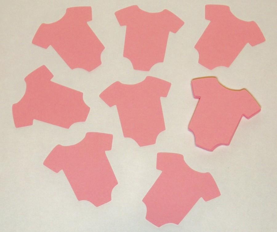 Mariage - Baby Romper Die Cut 50 pieces One Piece Jumpsuit Bodysuit Pink Shower Gender Reveal Announcement Cupcake Topper