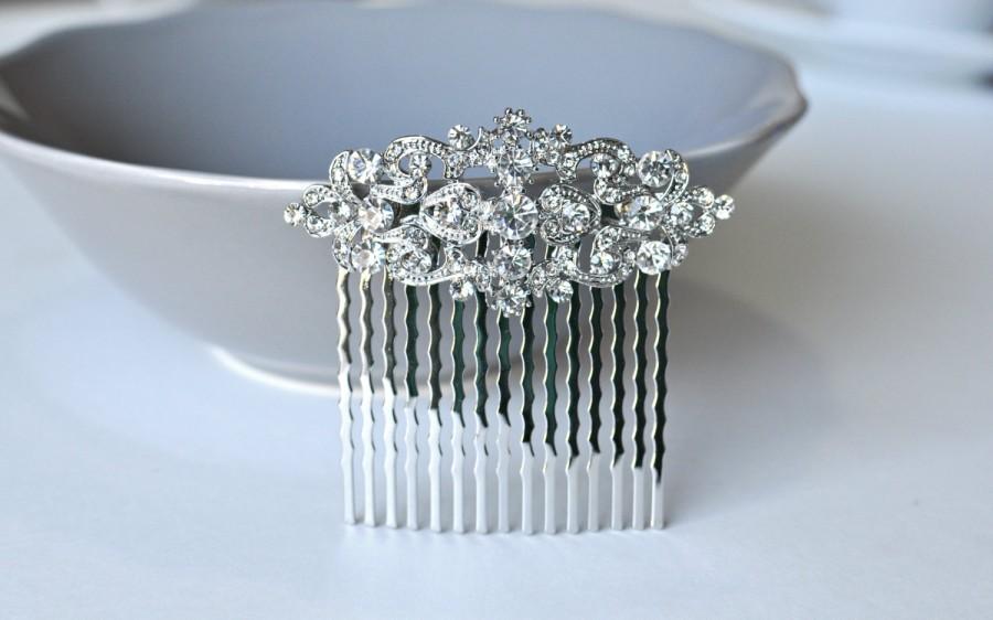 Hochzeit - Vintage Inspired bridal hair comb, Swarovski hair comb, wedding hair comb, bridal hair accessories, wedding hair
