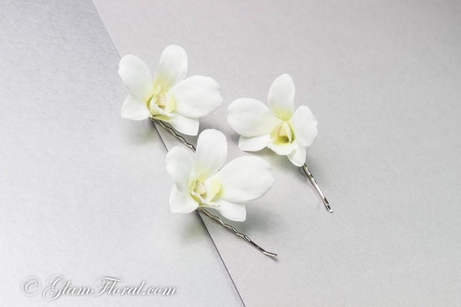 Large Triple White Yellow Lilac Floral Orchid Flower Hair Clip Fascinator 7047 