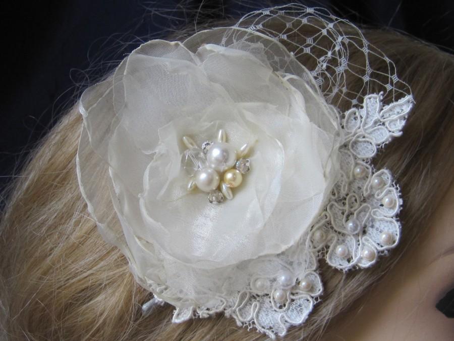 زفاف - Ivory Bridal Flower,Russian veil and lace