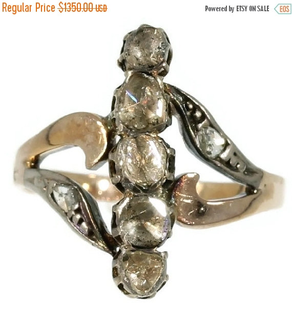 Hochzeit - 20% Off Valentine Sale Antique Victorian Ring Diamonds 18kt Rose Gold ref.11073-0004