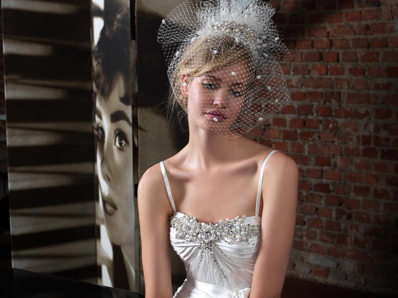 Wedding - Cage Veil Chenille Russian Brooch Pearl Rhinestone Veil Create a One Of A Kind LOOK