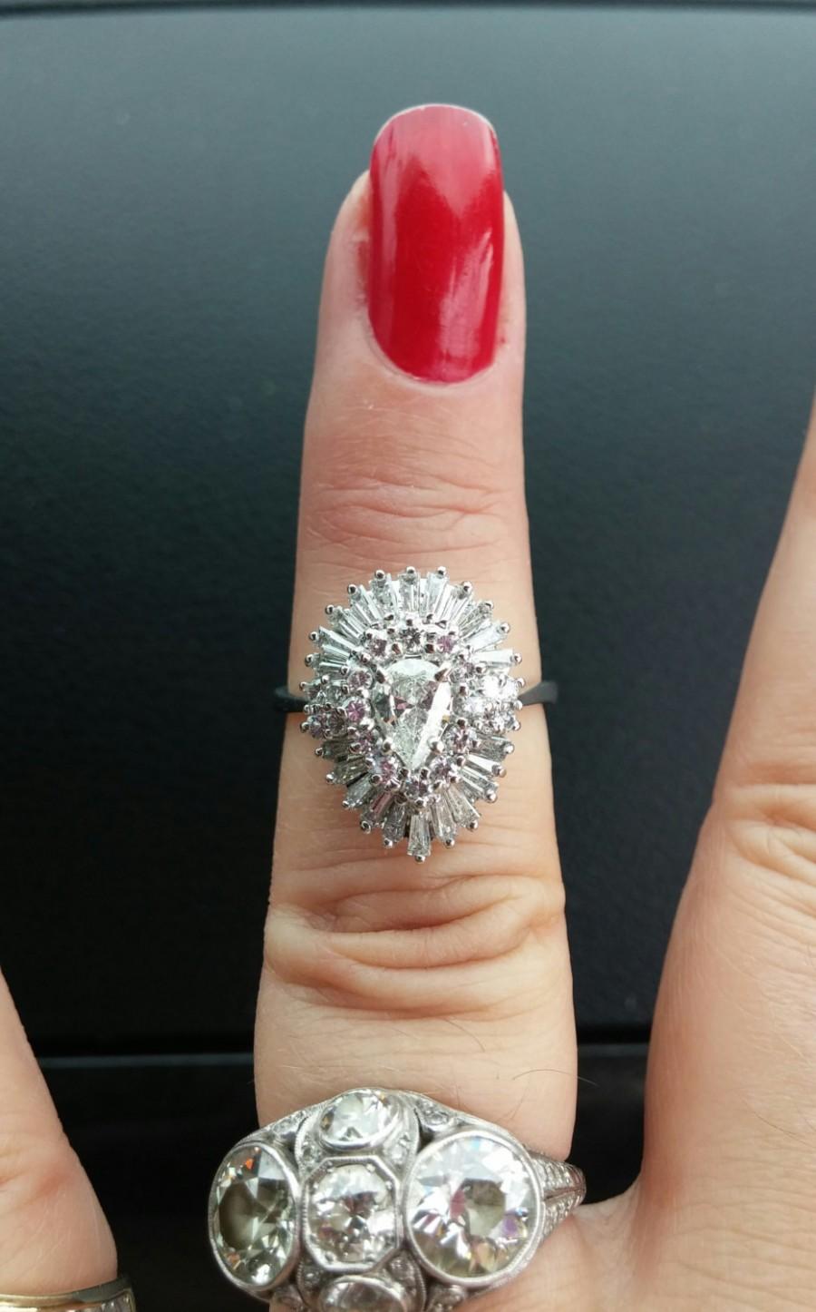 Hochzeit - 14k Gold 2.5ct Diamond Wedding Engagement Ballerina Ring