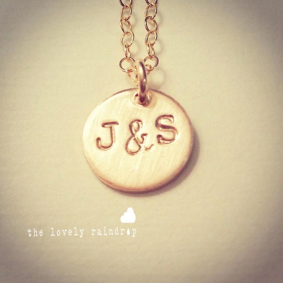 Свадьба - NEW - Tiny Customized Initial 9mm Disc Necklace in gold - Little Dainty Circle Disc Charms - Personalized - Bridal Gift - thelovelyraindrop