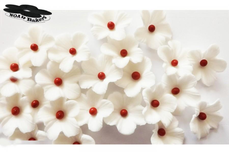 زفاف - Asian Theme White Apple Blossoms Sugar Flowers Wedding Cake CupCake Toppers