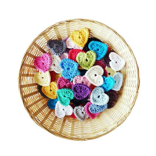 Wedding - Crochet Hearts - Set of 10 (1.75 inch)