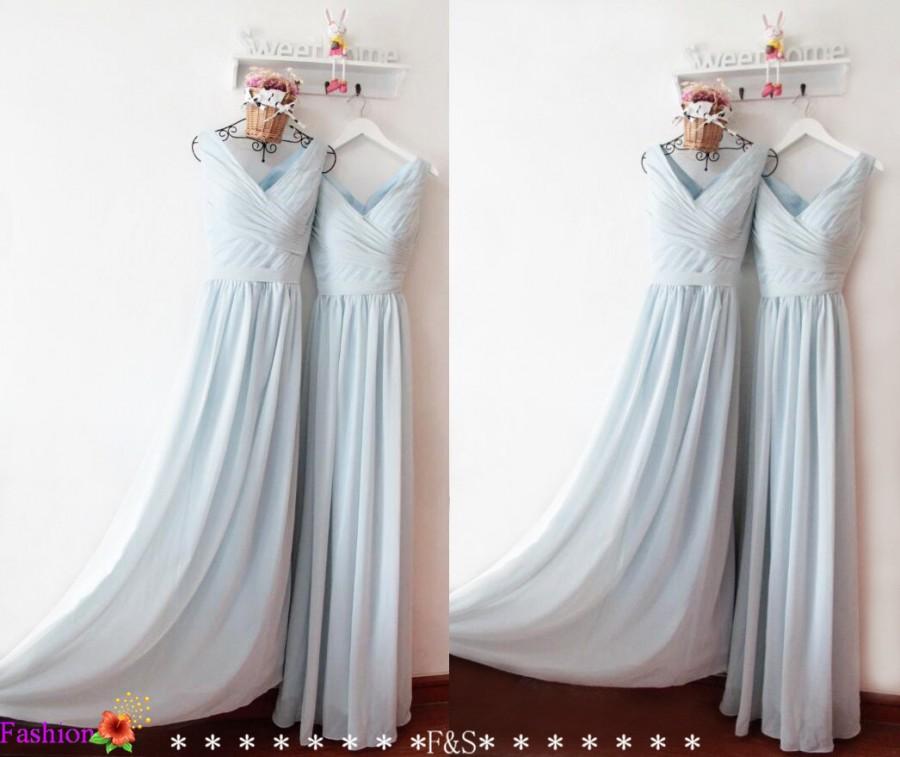 Свадьба - Dusty Blue Bridesmaid Dress,Bridesmaid Dress Long,Modest Chiffon Straps Bridesmaid Dress,Custom Bridesmaid Dress,Prom Dress,Bridesmaid Dress