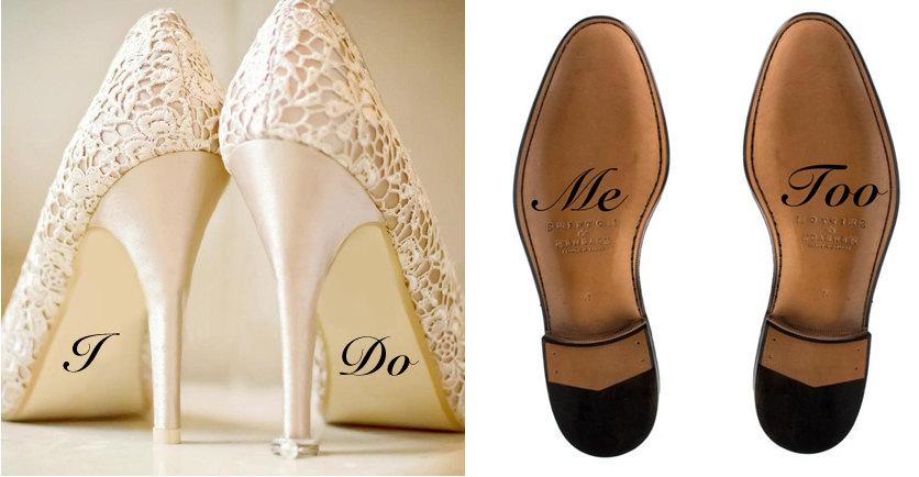 Hochzeit - I do Wedding Shoe Decal Bride and Groom, I Do and Me Too Shoe Decal, Wedding Decorations, Shoe Decal