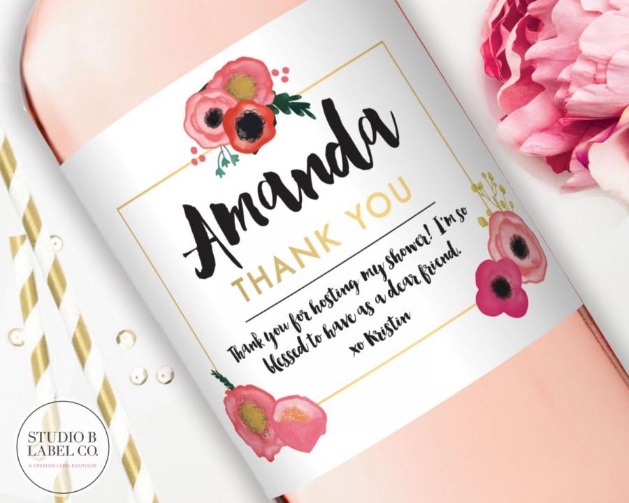 Mariage - Hostess Gift Wine Labels - Thank You Gift Label - Baby Shower Hostess - Personalized Bridal Shower Host Gift - Custom Thank You Gift