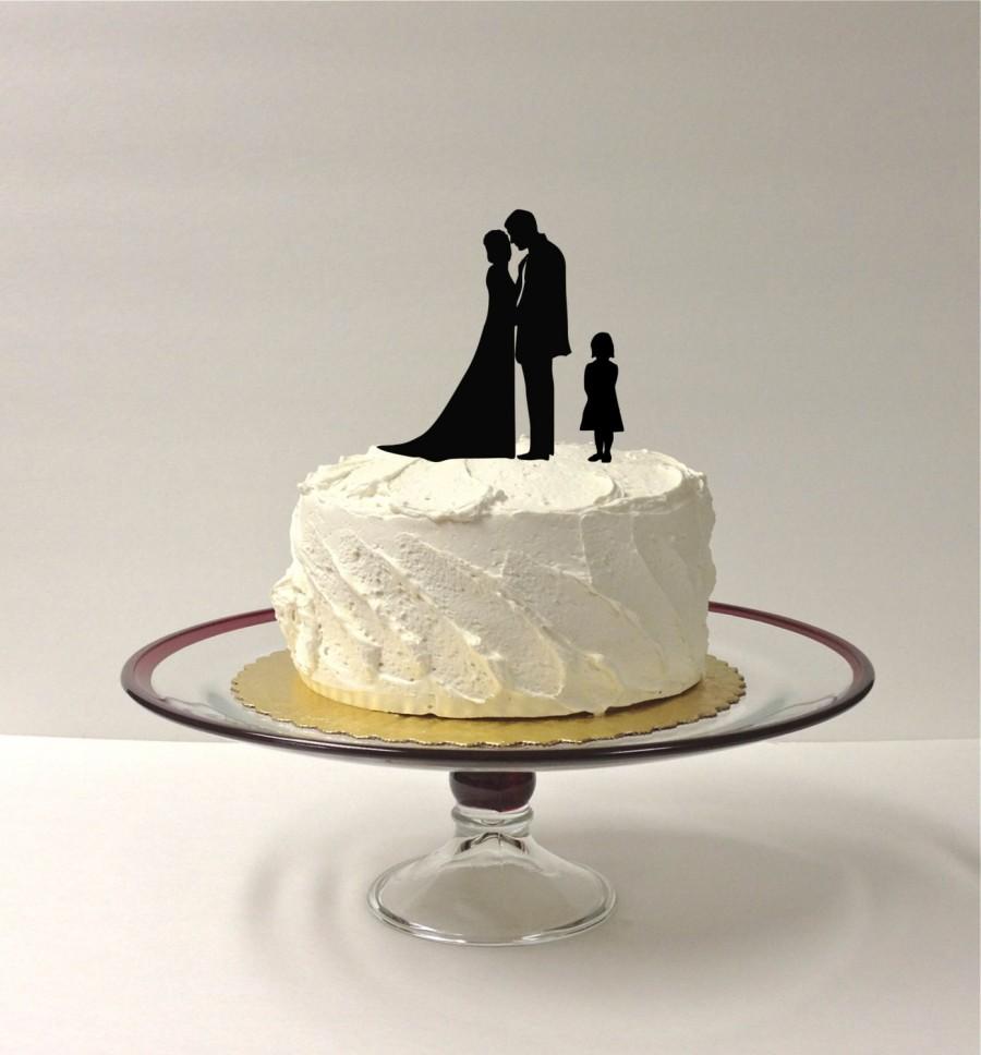 Wedding - DAUGHTER + BRIDE + GROOM Silhouette Wedding Cake Topper Bride Groom + Child Bride Groom + Daughter Wedding Cake Topper Silhouette