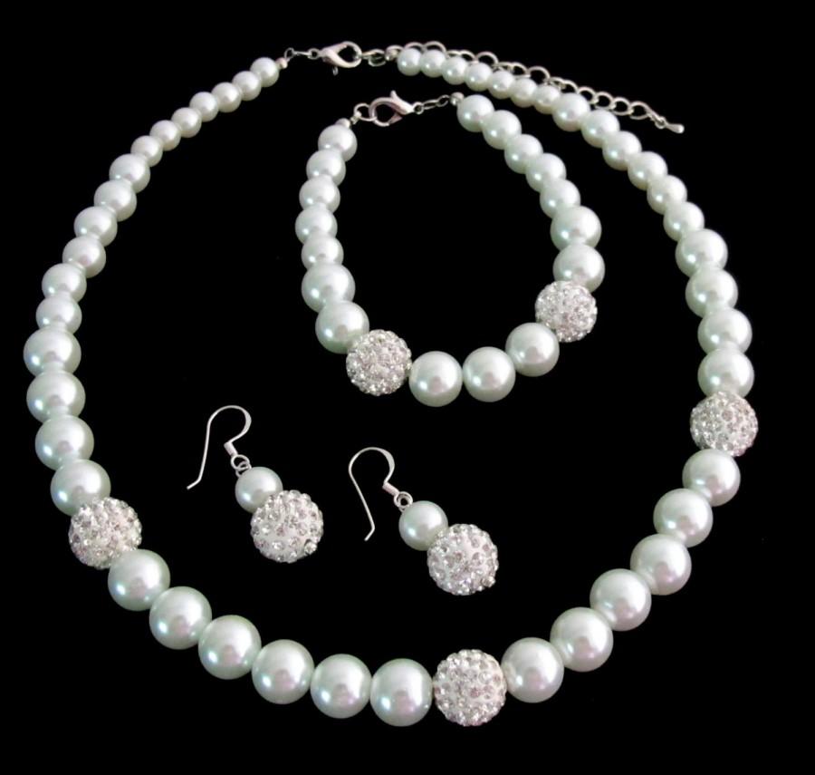 Mariage - Ivory Pearl Rhinestones Necklace,Wedding Bridal Jewelry, Wedding Jewelry Set Bridesmaid Rhinestones Jewelry Set Free Shipping In USA