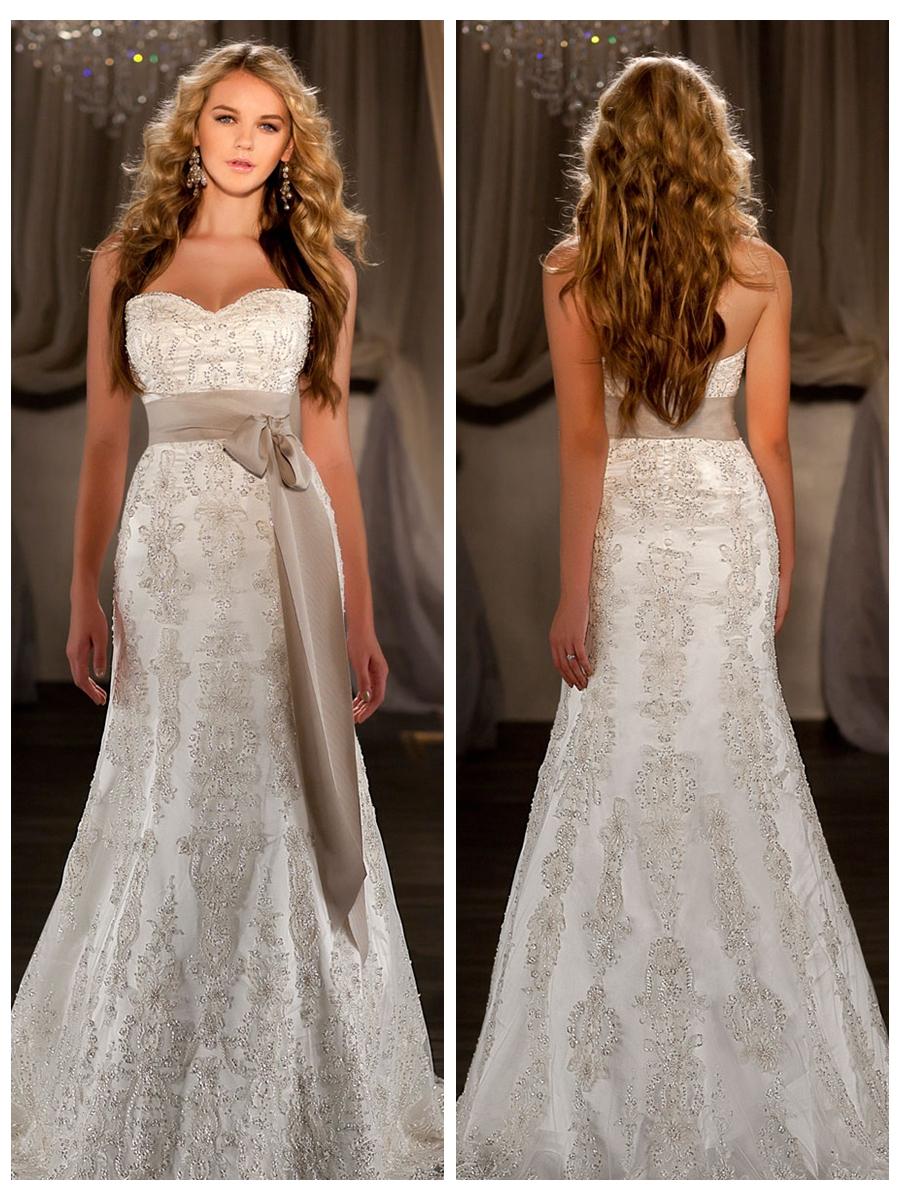 Wedding - A-line Sweetheart Embroidered Lace and Beading Throughout Wedding Dress