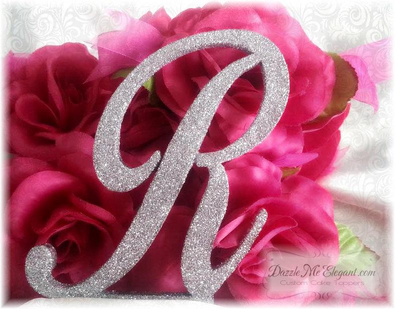 Wedding - Glitter Cake Topper - Personalized Glitter Monogram Letter Cake Topper - Custom Wedding Cake Topper - Bride and Groom