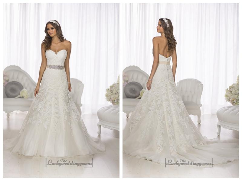 Wedding - Gorgeous Vintage Sweetheart A-line Lace Over Wedding Dresses
