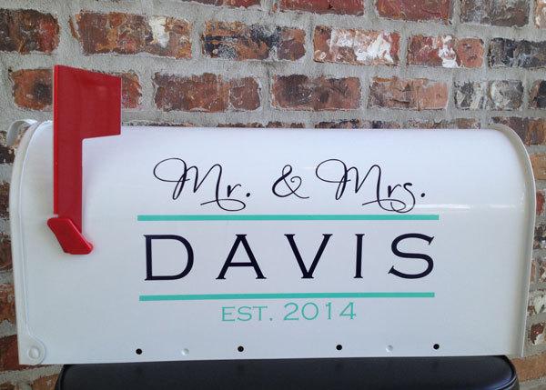 Wedding - Mr. and Mrs. Wedding Card Mailbox Decal -DAVIS STYLE