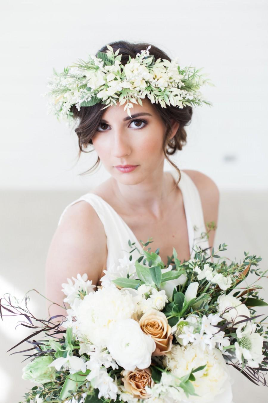 Bridal Flower Wreath Ivory Flower Crown Bridal Hair Crown Floral