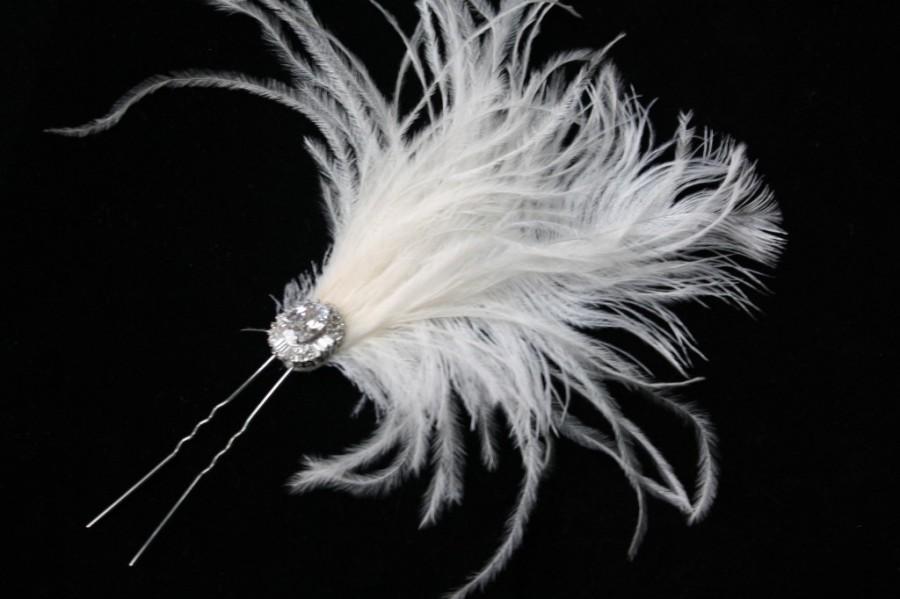 Wedding - Wedding Feather Hair Pin, Bridal Feather Hair pin, wedding Hair Accessory - GISELLE