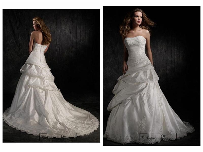 Wedding - Beautiful Elegant Exquisite Taffeta Strapless Wedding Dress In Great Handwork