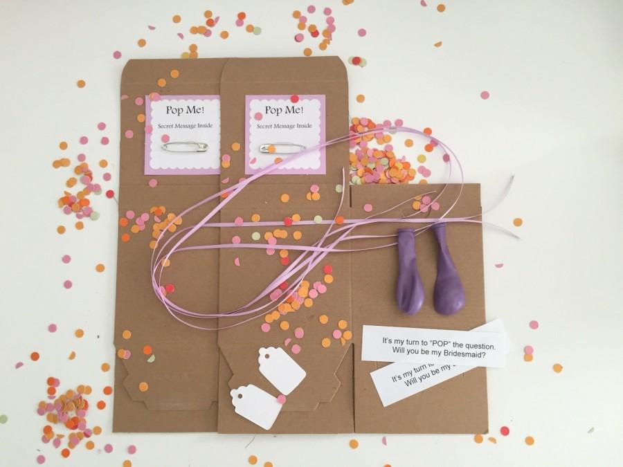 زفاف - Set of 4 kits- DIY Pop the Balloon kit, secret message inside, will you be my bridesmaid, proposal, bridal party, bridal favor