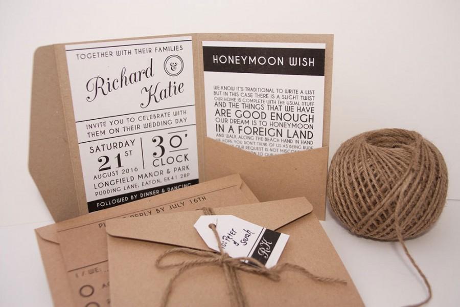 Mariage - Modern typography pocket fold wedding invitation pack