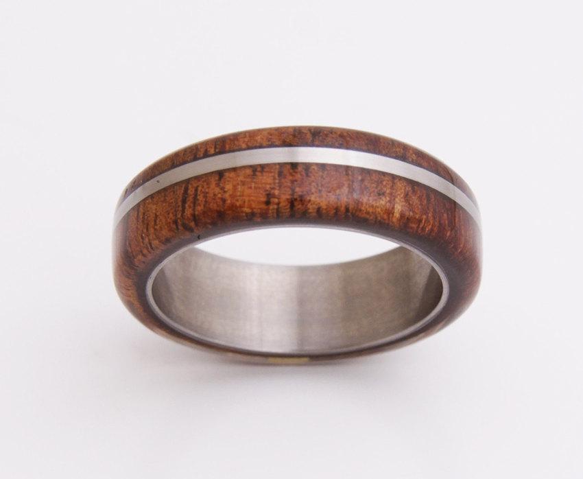 Mariage - hawaiian koa ring titanium wood ring wedding band