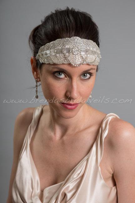 Wedding - Rhinestone and Beaded Great Gatsby Headband, 1920s Flapper Style Bridal Hairband, Wedding Headband - Davina