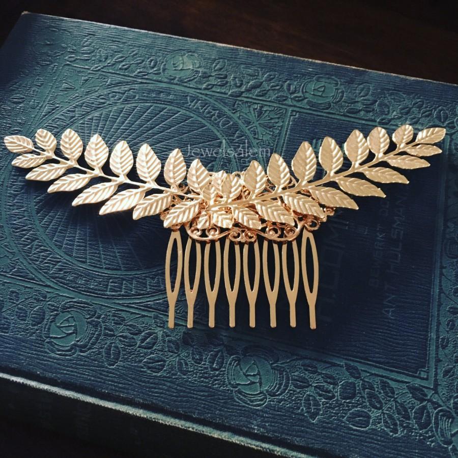 Mariage - Gold Leaf Hair Comb Bridal Hair Accessories Woodland Wedding Hair Slide for Bride Bridal Hair Comb Rustic Leaves Comb