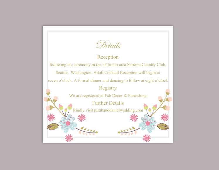 Mariage - DIY Wedding Details Card Template Editable Word File Instant Download Printable Details Card Floral Details Card Elegant Information Card