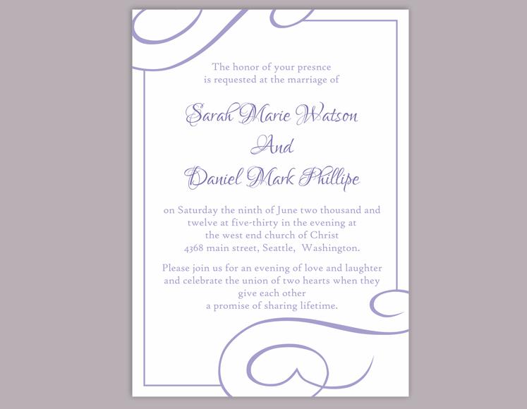 Свадьба - DIY Wedding Invitation Template Editable Word File Instant Download Printable Invitation Purple Invitation Lavender Wedding Invitation