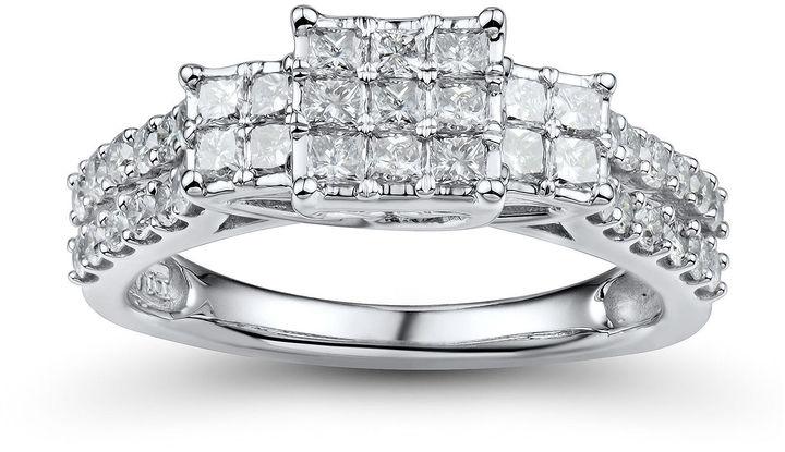 Wedding - MODERN BRIDE 1 CT. T.W. Diamond 10K White Gold Princess-Cut Multi-Top Ring