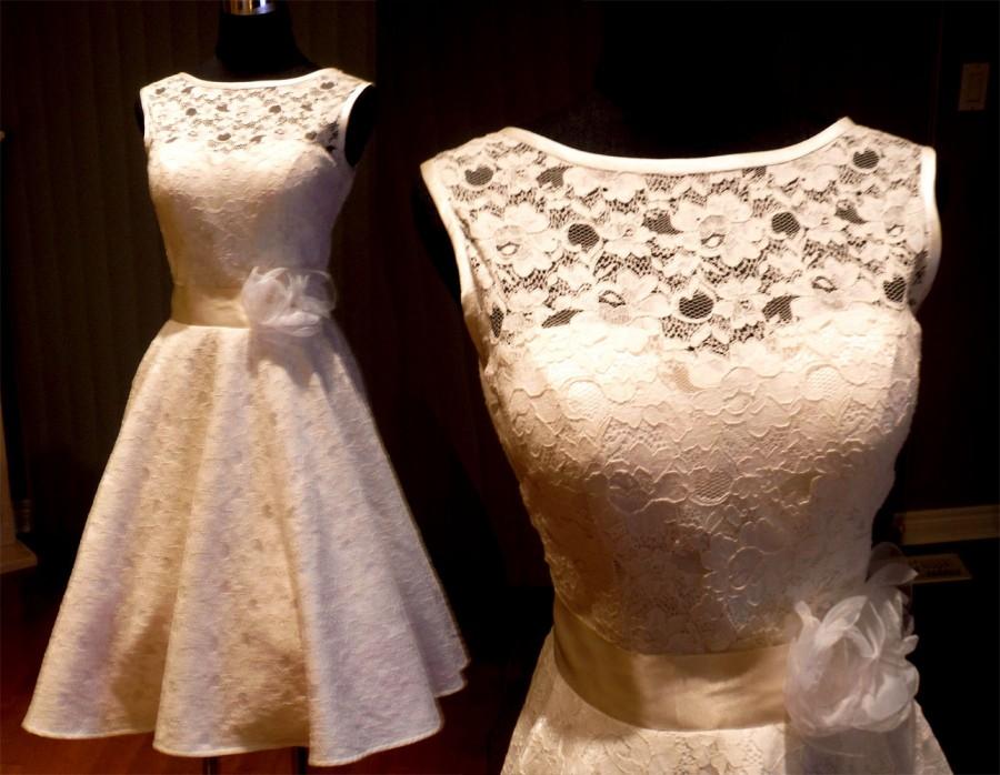 Свадьба - Audrey Hepburn wedding dress, 50s lace dress, plus size bridesmaid dress, lace dress