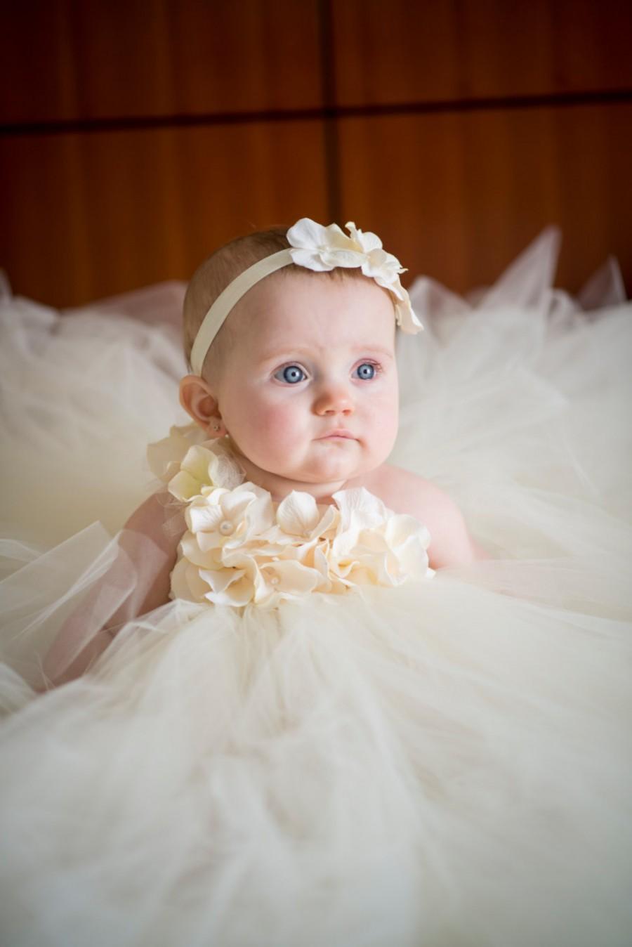 Wedding - Ivory pearl tutu dress, flower girl dress, tutu dress