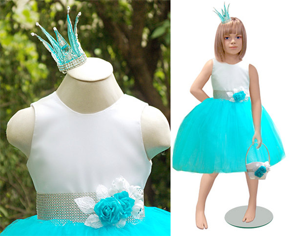 Свадьба - Flower Girl Dress Tulle. Baby Formal Dress. Birthday Dress. Holiday Dress. Easter Dress. Flower Girl Outfit. Turquoise Tutu Dress
