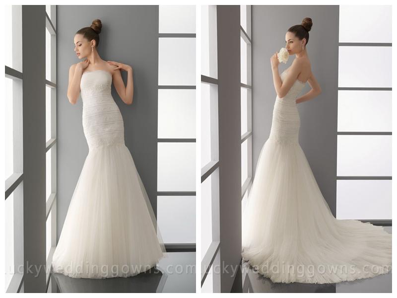 Mariage - Fit and Flare Romantic Trumpet Chapel Train Wedding Dress