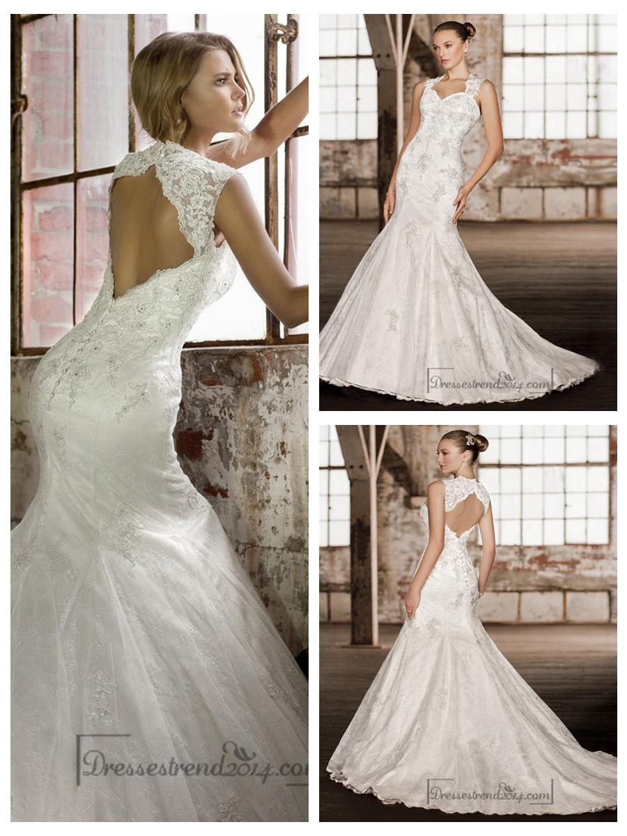 Mariage - Stunning Straps Trumpet Lace Wedding Dresses with Keyhole Back