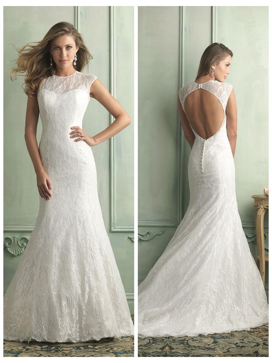 High Neckline Trumpet Mermaid Wedding Dress With Keyhole Back 2453756 Weddbook