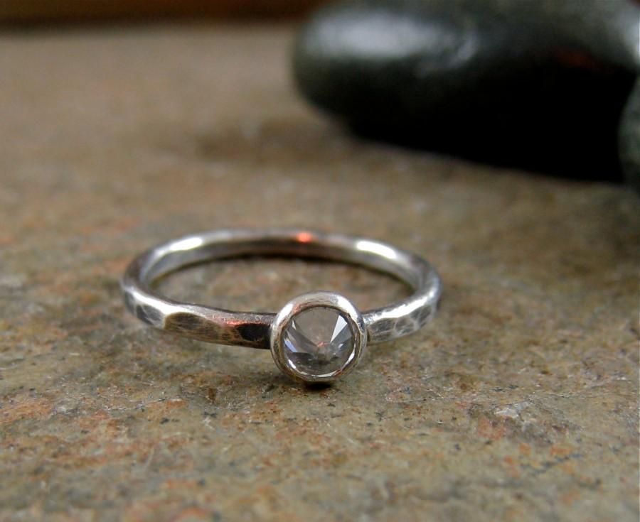 Wedding - Sterling Silver & Cubic Zirconia Engagement Ring, Diamond Simulant, Swarovski Crystal, Affordable Engagement Ring, CZ Ring