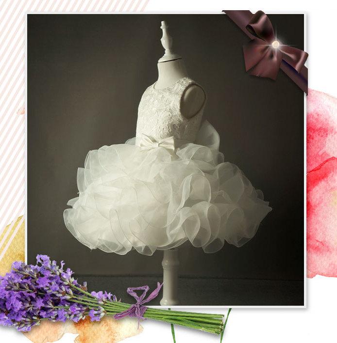 زفاف - High End Lace and Cascading Ruffle Flower Girl Dress, Party / Special Occasion / Stage / Princess Dress, Birthday Present