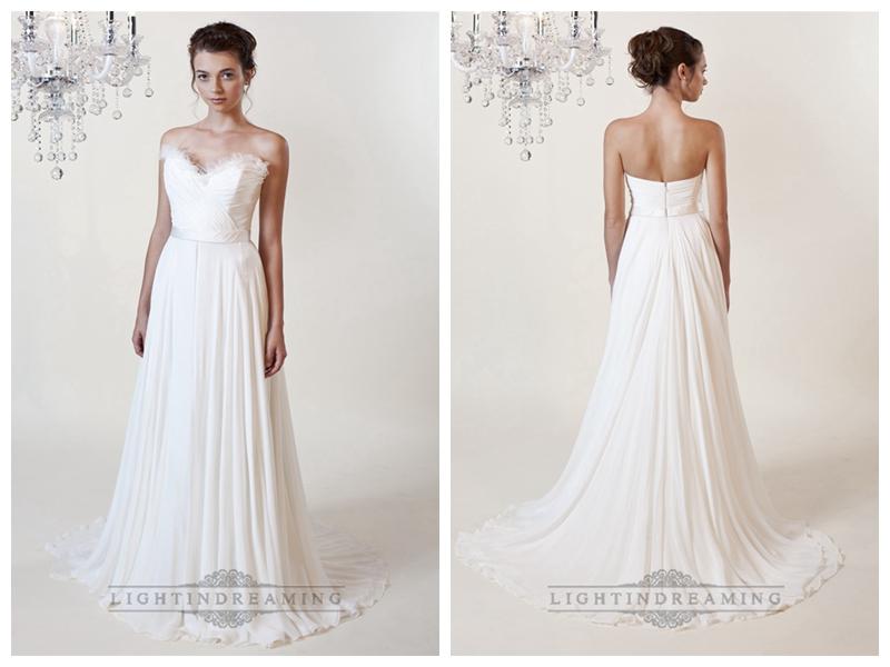 Hochzeit - Sheath Ruffled Sweetheart Wedding Dresses with Draped Skirt