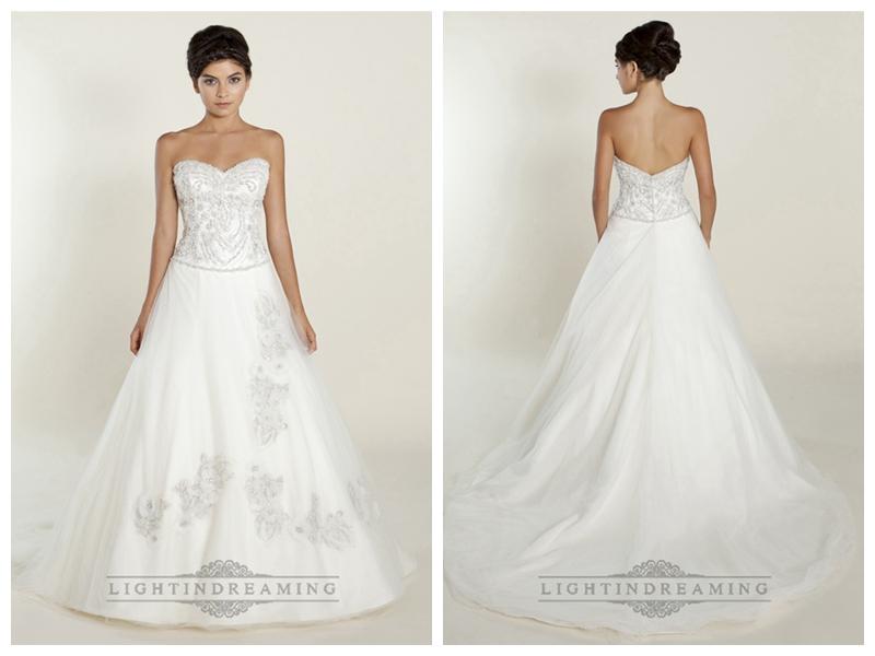 Hochzeit - A-line Sweetheart Wedding Dresses with Beaded Bodice
