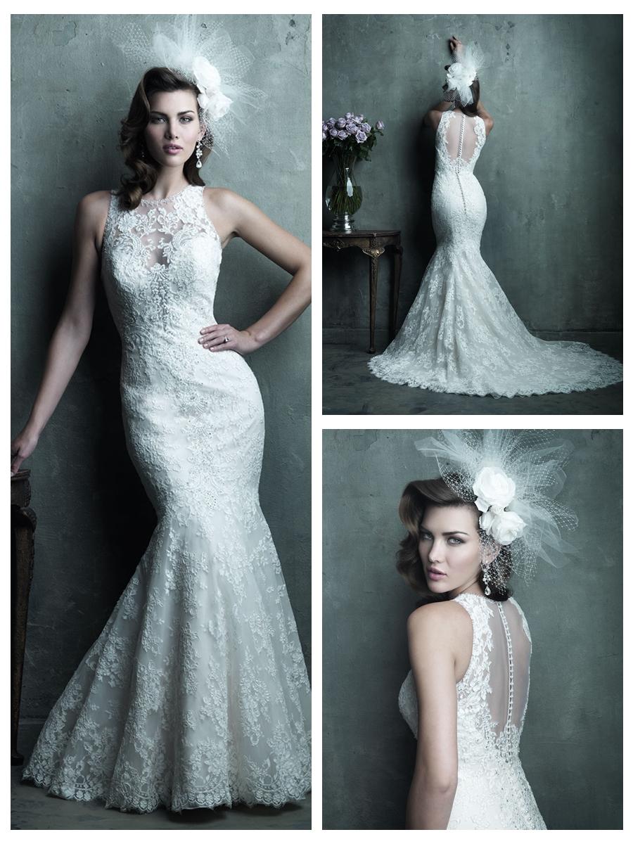 Свадьба - Gorgeous Sheer Illusion Neckline & Back Mermaid Lace Wedding Dress