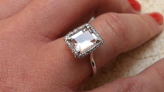 زفاف - Unique Natural Morgniit Halo Engagement Ring in Gold (Wedding Set Available) Diamonds Wedding ring Fine Jewelry Solitaire ring Multistone