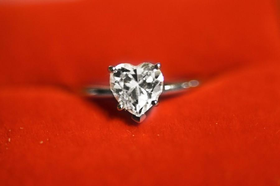 زفاف - 1.5 ct Brilliant Heart Shaped Cut Solitaire Engagement Ring Solid 14k White Gold