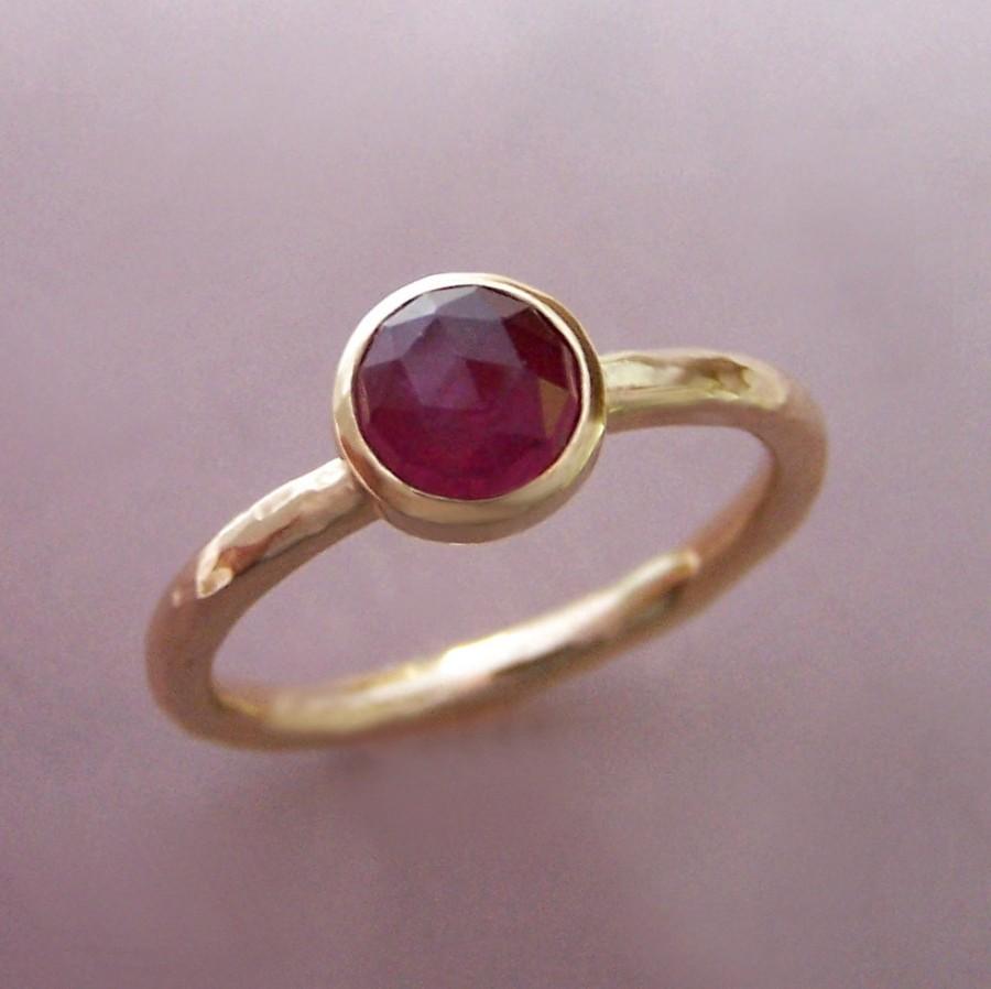 Mariage - 14k Gold Rose Cut Ruby Engagement Ring