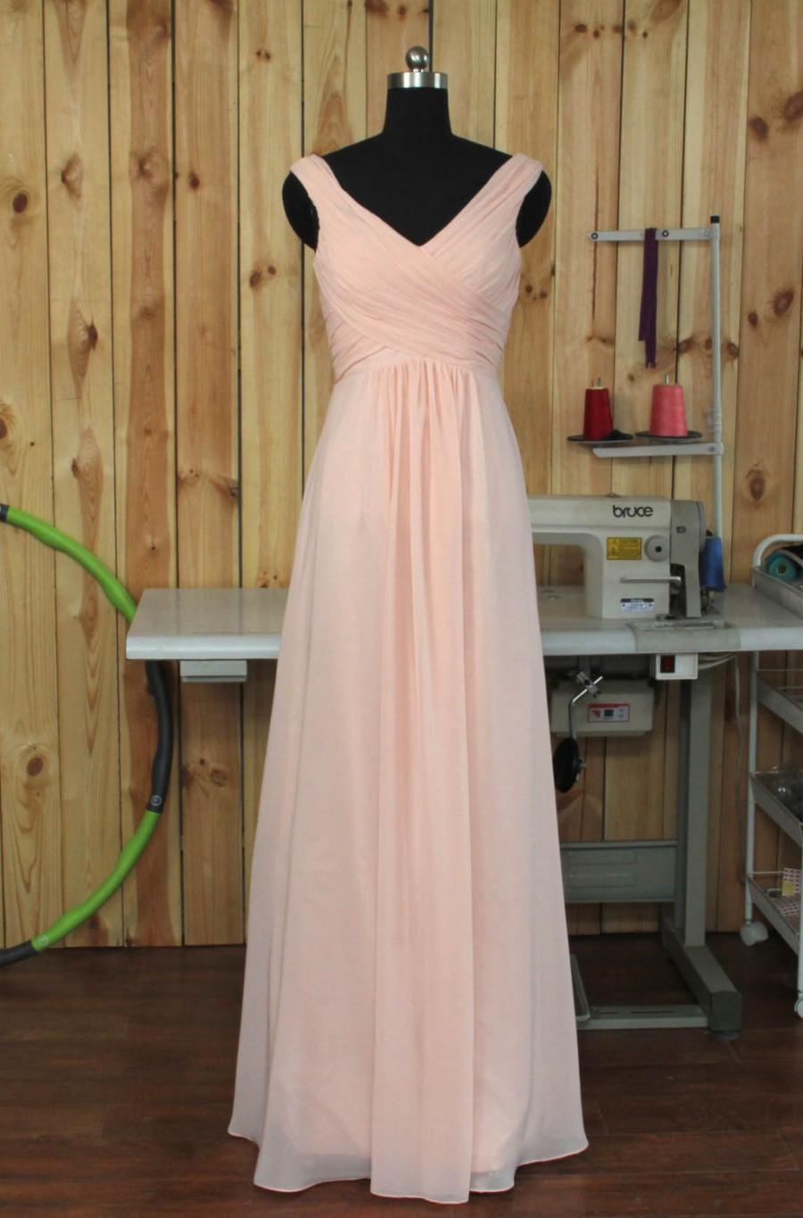 زفاف - 2015 Pearl Pink Bridesmaid dress, Blush Wedding dress, Chiffon Party dress, Formal dress, Prom Dress,Woman Evening dress floor length