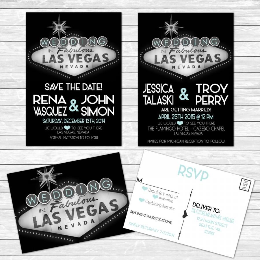 زفاف - Las Vegas Wedding Invitations 5" x 7" / Desitination Wedding / Themed Wedding