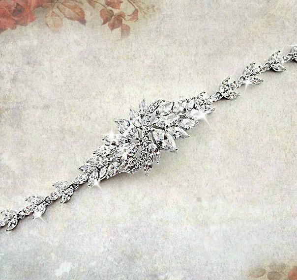 Hochzeit - Cubic zirconia bracelet wedding jewelry bridal jewelry bridal bracelet