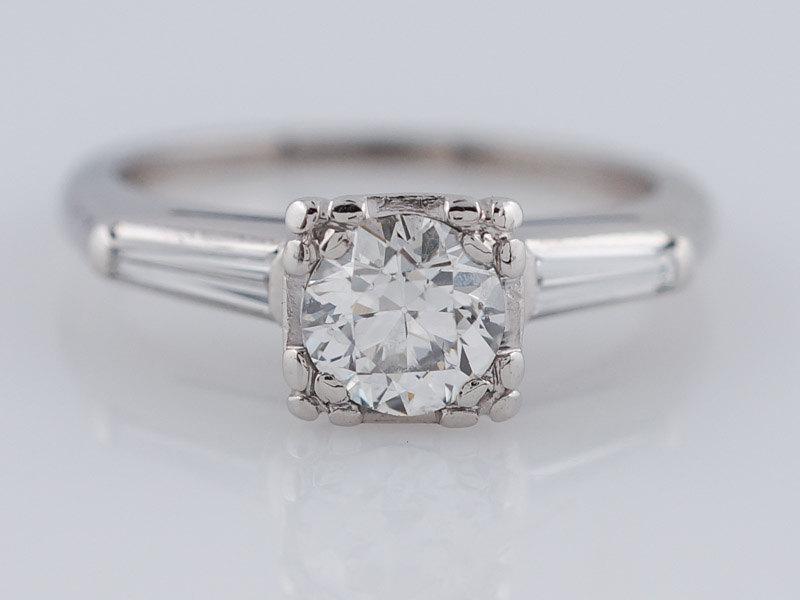 Wedding - Antique Engagement Ring Art Deco .65ct Old European Cut Diamond in Vintage Platinum