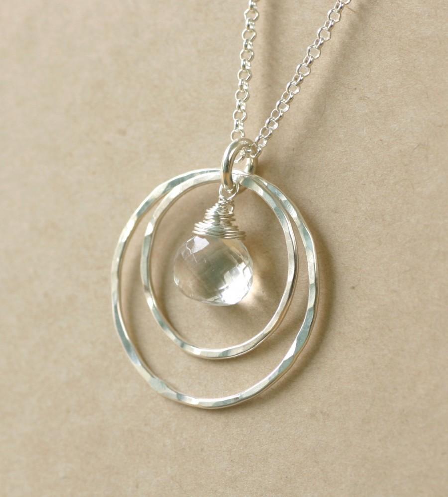 Mariage - Rock crystal necklace, crystal necklace pendant, crystal necklace quartz, crystal bridal necklace - Celeste